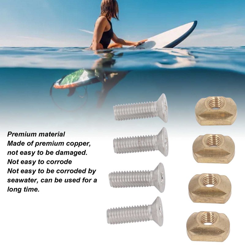 4 Sets Surfboard Screw Plate Copper Seawater Erosion Resistant Fins