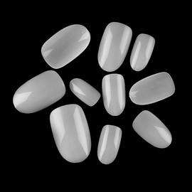 Sethexy Short Oval False Nails 500Pcs 10Sizes Full Cover Art Acrylic Nail Tips for Art Nail Design (Natural)