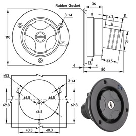 Fuel Cap 80 mm Water Tank Cap with 2 Keys Leak-Proof Water Drinking Water Lid for Motorhome Caravan RV Camper, for ID 38 mm Water Pipes 30-40 mm Door Sign Thickness