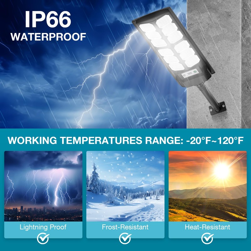 Solar Street Light Outdoor Waterproof, Wide Angle Solar Floodlight Outdoor