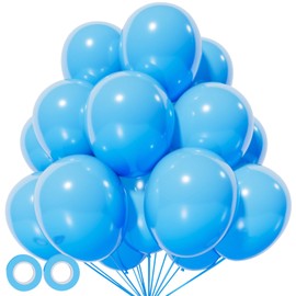 Light Blue Balloon 110pcs, Blue Latex Balloons12 inch for Birthday Wedding(with 2 Ribbons).