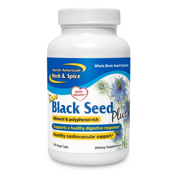 NORTH AMERICAN HERB & SPICE Black Seed Plus - 90 Vegi Capsules - Mediterranean Black Seed & Cumin Spice Complex - Heart Health, Immune & Digestive Support - 45 Servings