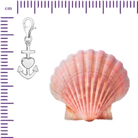 Quiges Silver-Plated Charm Pendant with Heart Motif and Lobster Clasp, for Bracelets, Silver Plated