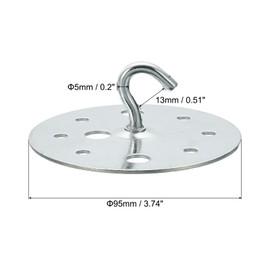 PATIKIL 220lbs 95mm Steel Ceiling Hooks, 2pcs Ceiling Fan Hook Pad Eyes Plate Wall Hanger Hardware with Mounting Screws for Hanging Lamp Plant Baskets