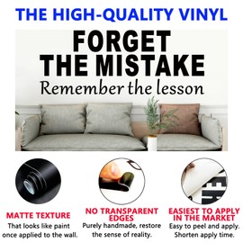 SEATUNE Inspirational Office Wall Stickers - Quotes Motivational Classroom Wall Decals - Bedroom Living Room Playroom School Home Vinyl Art Wall Decor - Forget The Mistake Remember The Lesson 23"X9"