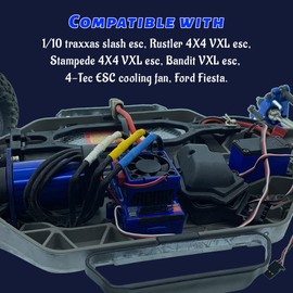 GLOBACT VXL-3s ESC Cooling Fan Heat Sink High Velocity Fan Heatsink for 1/10 Slash 4x4 Stampede 4x4 VXL Rustler VXL Replace #3340 Velineon VXL-3s ESC Cooling Fan