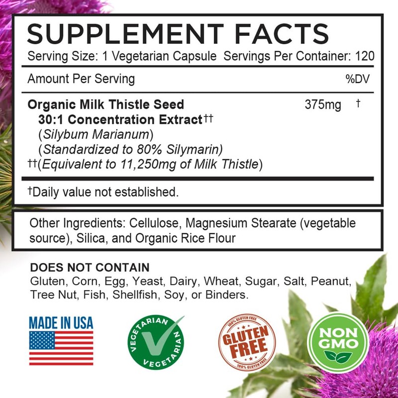 FarmHaven USDA Organic Milk Thistle Capsules | 30X Concentrated Seed