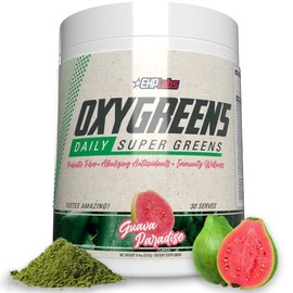 EHPlabs OxyGreens Super Greens Powder - Spirulina & Chlorella Superfood, Green Juice Powder & Greens Supplements with Prebiotic Fibre, Antioxidants & Immunity Support - 30 Serves (Guava Paradise)
