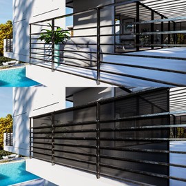 INFRANGE Balcony Privacy Fence Screen 3' x 44' Mesh Windscreen Fencing Shield Cover Included Cable Ties for Deck Apartment Porch Backyard Patio Outdoor, Black