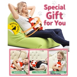 Red Fox Microwave Heating Pad for Period Cramps, Microwavable Stuffed Animal Cute Moist Weighted Plush Heating Bean Bag with Removable Cover Unscented Heatable Gifts