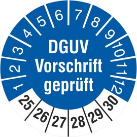 50 test badges, tested according to DGUV 2021-2026, test labels, 18 mm
