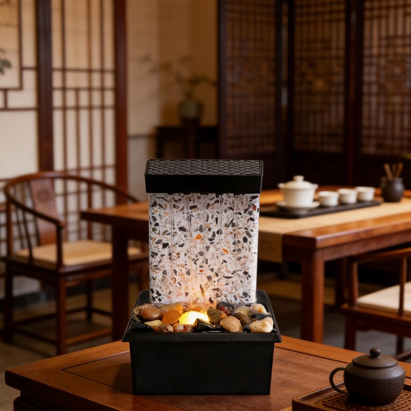 RWOORA Mini Tabletop Water Fountain with LED Light & Powerful