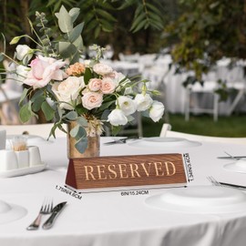 Fiwochic 6 Pack Wooden Reserved Table Sign Reserved Signs for Tables Wooden Table Centerpieces Decoration for Weddings, Special Events and Restaurant Use(Dark Brown)