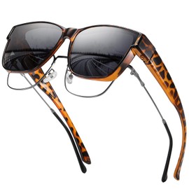 Wzerry Polarized Fit Over Glasses Sunglasses, Wear Over Sunglasses Wrap Around Shades for Men Women UV400 Pretection