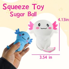 Sugar Ball Stress Relief Squeeze Toys - Fun Sensory Fidget Toys Perfect Party Favors, Gifts, and Relaxation Toys for Kids and Adults (Flour Type 4 Set Axolotl)
