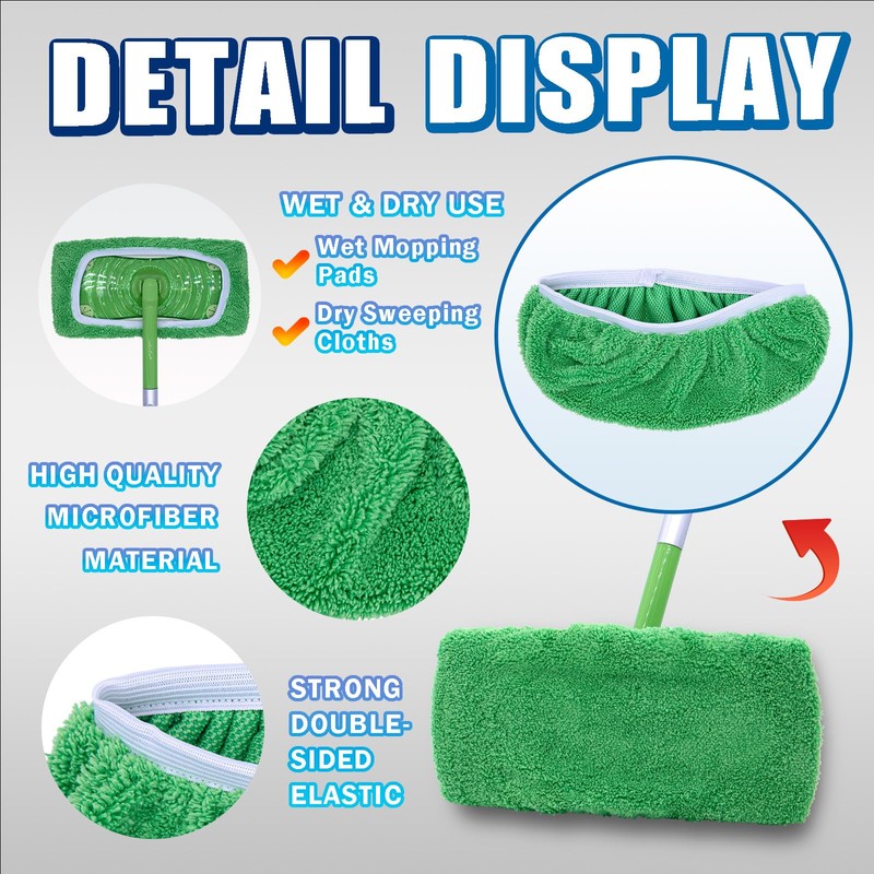 RuannoClean Reusable Mop Pads Compatible with Swiffer Sweeper Mop, Washable