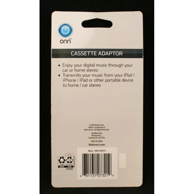 Onn - Cassette Adapter - Enjoy Digital Music Through Car