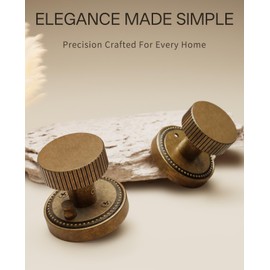 Asidrama 1 Pack Antique Brass Privacy Door Knobs with Lock, Vintage Door Handles with Antique Brass Door Knobs Interior for Bedroom or Bathroom, Heavy Duty Door Lever for Left Right Sided Doors