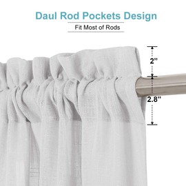 RYB HOME Sheer Curtains for Living Room Linen Textured Sheer Backdrop Curtains Light Glare Filtering Airy for Bedroom Window Sunroom Kids Nursery, Dove Grey, W 52 x L 120 inch, 2 Pcs