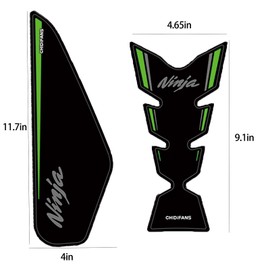 TZMAPU Compatible Kawasaki Ninja 400 Tank Pad,Motorcycle Tank Protector,Non-slip Fuel Tank Sticker Kit Rubber Protective Pads Kawasaki Ninja 400 Accessories(Green)