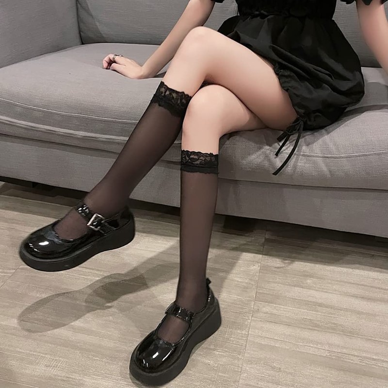 Eukkis Women's Stockings High Socks, Long Socks, Non-Slip, Cute Girl,
