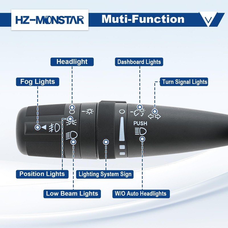 HZ-MONSTAR Turn Signal Switch Multifunction Control, Headlight Dimmer Switch Compatible