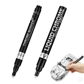 ADOFUN Chrome Plated Marker Pen Silver Plated Repair Pen DIY Highlighter Pen Waterproof Chrome Marker Anti-Fade Gloss Metal Marker Pack of 2 2.0mm 1.0mm Arts and Crafts