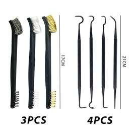 3 pieces double-headed cleaning special brushes, with 4 pieces cleaning hook brushes, steel wire, copper wire, nylon wire brush set, mini cleaning tools, for cleaning dirt and rust