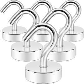 Neosmuk Magnetic Hooks,30lb Heavy Duty Earth Magnets with Hook for Refrigerator, Extra Strong Cruise Hook for Hanging, Magnetic Hanger for Cabins, Grill(6 Pack)