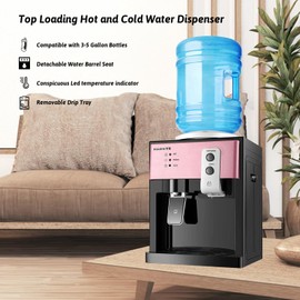 Top Loading Water Cooler Dispenser, 5 Gallon Water Dispenser w/ 3 Temperature Setting, Hot & Cold Water Dispenser for Home, Office & Dormitory (Rose Gold)