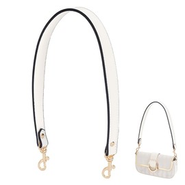 PH PandaHall 22.8 inch Leather Purse Strap, 1.1 Inch Wide Leather Puse Handle Bag Strap Bag Handles Replacement Handbag Strap with Golden Buckles for DIY Women Underarm Bags Shoulder Bags, White