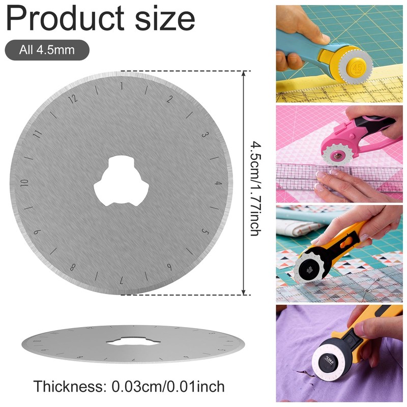 Abizarch 10Pcs Crochet Edge Rotary Cutter Blade Set 45mm Perforating