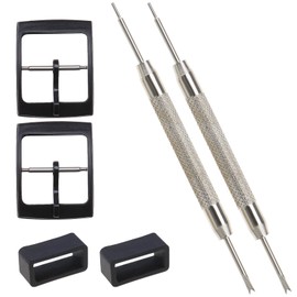 Be In Your Mind 2 Sets Watch Strap Buckle with Watch Strap Loops with Spring Bar Tools, Compatible with Swatch Watch 16 mm Inner Width, Plastic