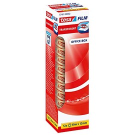 tesa tesafilm transparent - Transparentes Klebeband mit starker Haftung - alterungsbeständig und reißfest - 10 m x 12 mm - 12er Pack