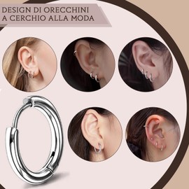 7 Pairs of Hoop Earrings Small Stainless Steel Earrings for Men and Women Surgical Steel Cartilage Hypoallergenic Earring Set, 8-20 mm (Silver), Silver