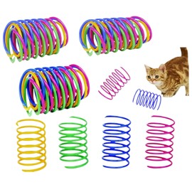 12 Pcs Colourful Cats Springs Toys - Interactive Cat & Kitten Toys, Durable Plastic Spring Cat Toy for Swatting, Biting, Hunting, Enrichment Play, Fun Kitten Toy to Keep Kittens Active & Engaged
