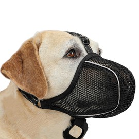 QMLING Muzzle for Large, Medium, Small Dogs, Reflective Mesh Muzzle, Breathable Pet Mask, Muzzles with Adjustable Strap Prevents Biting and Chewing (M, L, XL) (L)