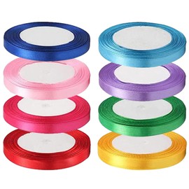 8 Roll Satin Ribbon – 1cm x 22m Double-Sided Satin Ribbon for Gift Wrapping, Crafting, Wedding, Party Decorations, and DIY Projects, 8 Vibrant Colors