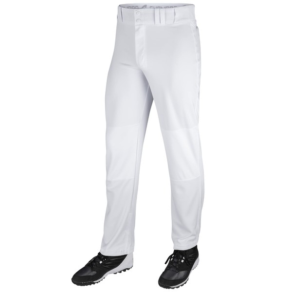 Champro Triple Crown OB Open-Bottom Loose-Fit Baseball Pant in Solid Color with Adjustable Inseam and Reinforced Sliding Areas, White, Adult Medium
