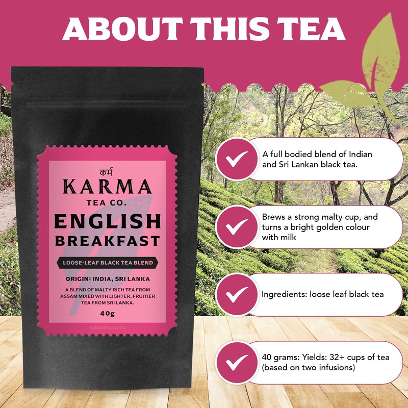 KARMA TEA CO.| English Breakfast Loose Leaf Tea, 40g (32cups)