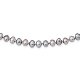 Chain Necklace White Sterling Silver Pearl Freshwater Grey 20 in