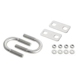 Round U-Bolt 22 Nm (0.87") Inside Width 304 Stainless Steel Silver M8 Self-Locking Nylon Insert Hex Nut Flat Washer Lock Plate 2pcs