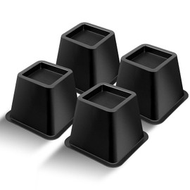 MixDora Bed Risers 4 Inch Heavy Duty Furniture Risers Square Chair Risers for Bed Sofa Table Couch 4 Pack Black (4 Inch)