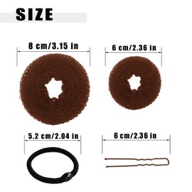 10 Pcs Hair Bun Maker - Donut Bun Maker for Hair(5 medium and 5 small),Ballet Bun for Women and Kids with Elastic Hair Ties, Hair Pins(Light Brown)