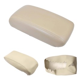 NLQR 1Pcs Center Console Lid Replacement Armrest Cover Beige Tan Microfiber Leather Compatible with Jeep Grand Cherokee 2011-2019 Compatible with Dodge Durango 2011-2020