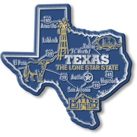 Texas Giant State Magnet by Classic Magnets, 3.9" x 3.7", Collectible 3D Rubber Vintage-Style Souvenirs and Gifts Made in The USA