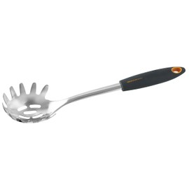 Fackelmann Spaghetti Spoon Soft 31cm in Grey/Orange/Silver, Stainless Steel 31 x 7.8 x 5.3 cm