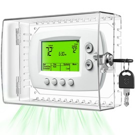 TRJ Large Thermostat Lock Box with Key, Clear Thermostat Cover with Lock for Thermostat on Wall, Lockable Thermostat Lock Box Cover, AC Lock Box Cover with Key Fit Thermostats 5" H x 6.3" W or Smaller