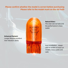 ALKOREY-WY5W 194NA T10 12V 5W Car Turn Signal Bulbs,2100K Natural Amber Automobile Lamps,Auto License Plate Light Side Marker Automotive Interior Light,2 Pack