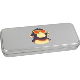 Azeeda 'Monkey Wearing Sunglasses ' Metal Hinged Stationery Tin/Storage Box (TT00280507)